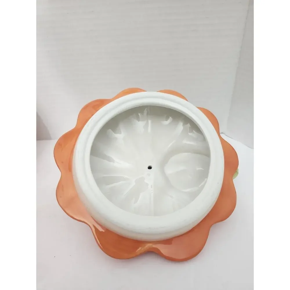 David's Cookies Halloween Pumpkin Ceramic Cookie Jar Jack O Lantern 2 Sided